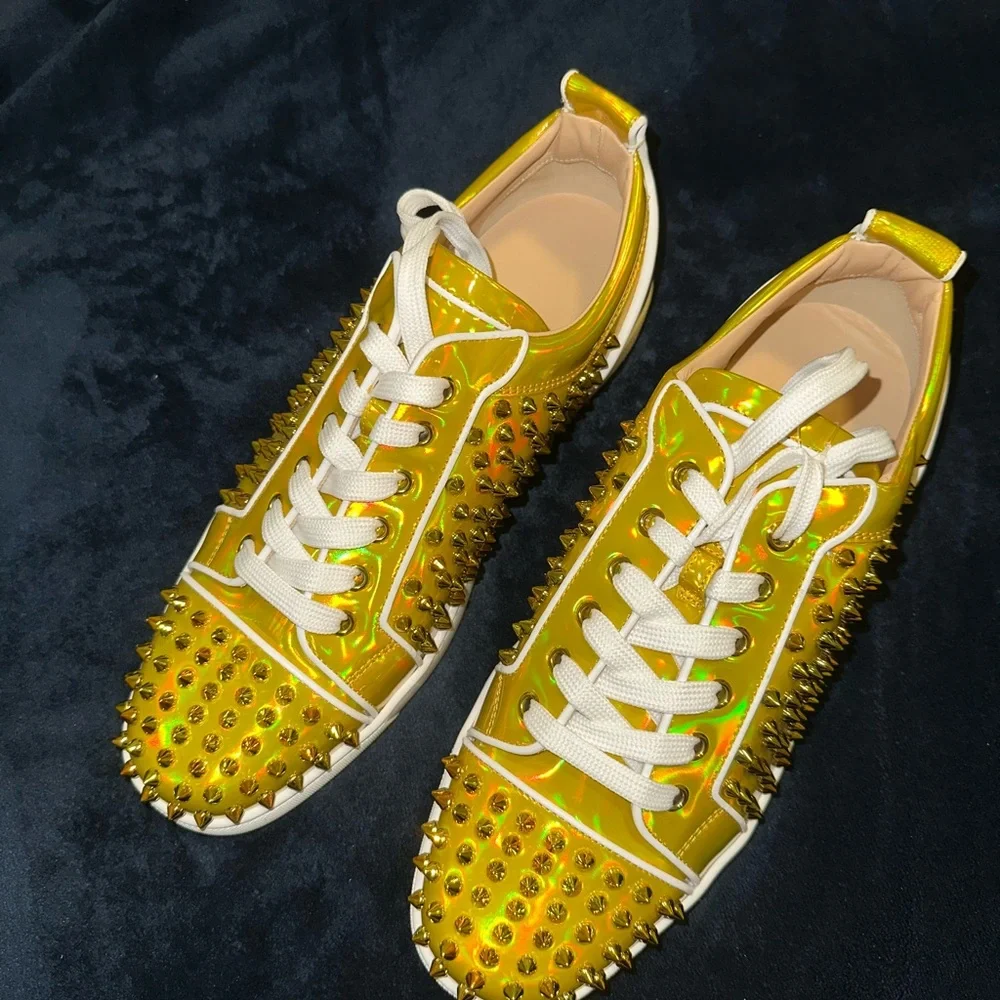 Christian Louboutin Yellow Spiked Sneakers - Picture 10 of 10